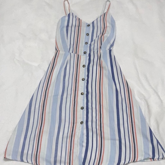 Love Equation Dresses & Skirts - Stripped Blue & Pink Button Down Jumper Small
